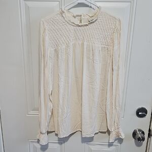 a new day Cream Smocked Blouse